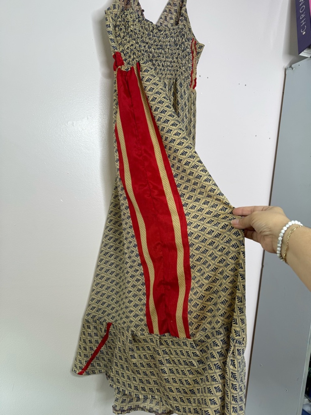 Celina Bohemian V-Neck Maxi Dress with Red Trim - Picture 5 of 7